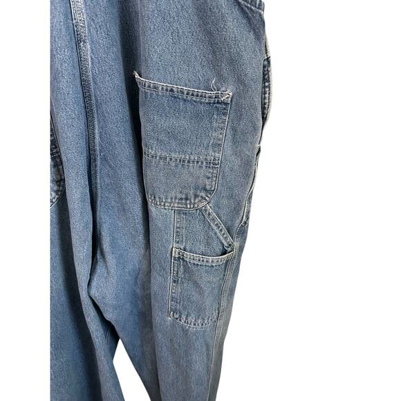 Carhartt Denim Bib Overalls Blue Medium Wash Distressed Grunge Farmer 42x28 - Picture 9 of 11